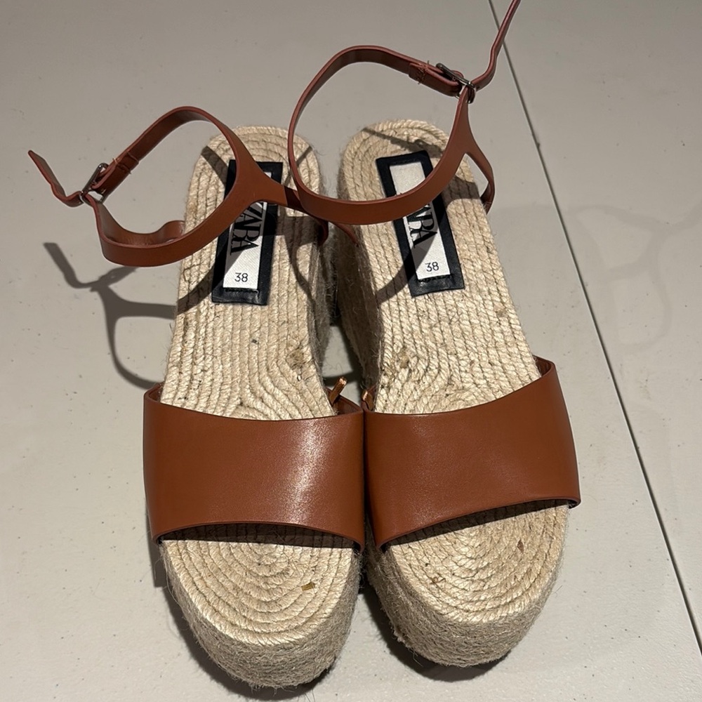 Zara Brown Espadrille Platform Shoes